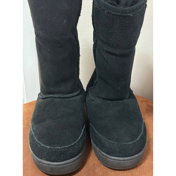 BEARPAW MEADOW MID-CALF SUEDE WINTER BOOTS BLACK FLATS WOMENS SIZE 6 - Picture 2 of 7